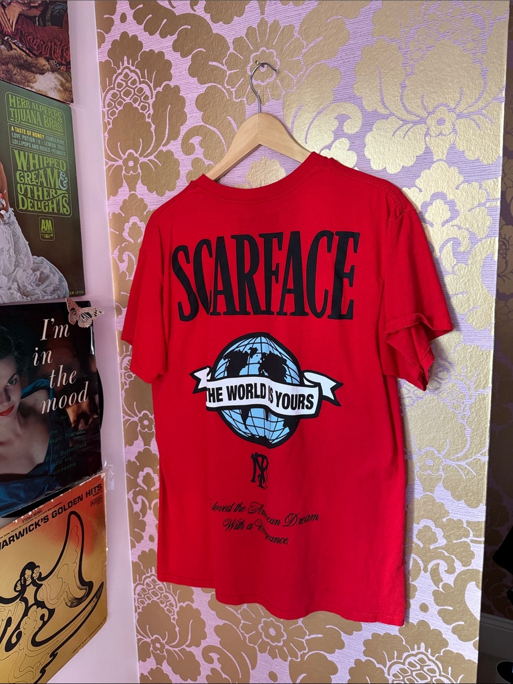 Scar face Red Graphic Men’s T-Shirt with Icon Portrait scar face size large